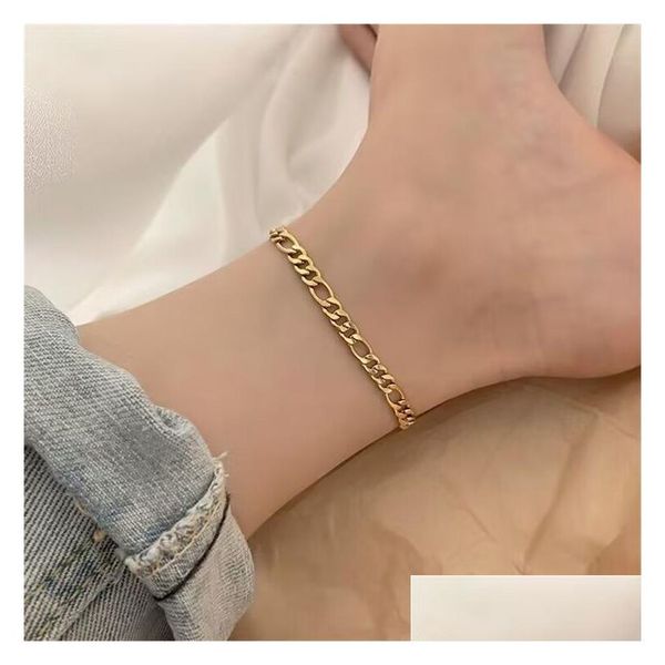 Anklets Fashion Designer Beach inossidabile Gioielli vintage Vintage 18K Gold Transportate Metal Metal Foot Piede per fidanzate madri dhp8z