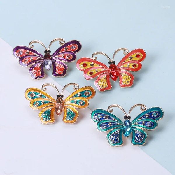 Broschen Emaille Schmetterling Für Frauen Unisex 4-farbe Strass Schönheit Klassische Insekten Hochzeit Party Büro Kleidung Anzug Pin Geschenk