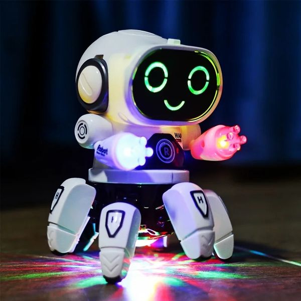Bonito robô de dança musical com luz LED de 6 garras, um brinquedo educativo e interativo para crianças - presente perfeito para meninos 240117