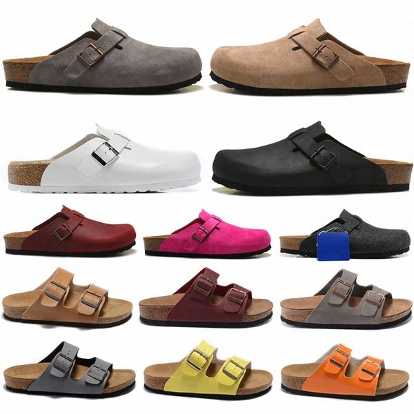 Arizonas Marrom Preto Branco Tamancos Chinelos Homens Mulheres Couro Fivela Cinta Flip Flops Cinza Azul Laranja Rosa Slide