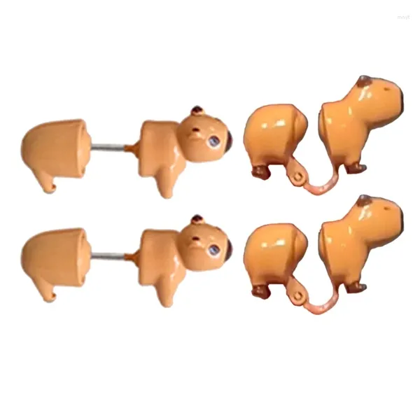 Orecchini a bottone Orecchini a bottone/clip a tema piccoli animali Capybara Accessori gotici retrò T8DE