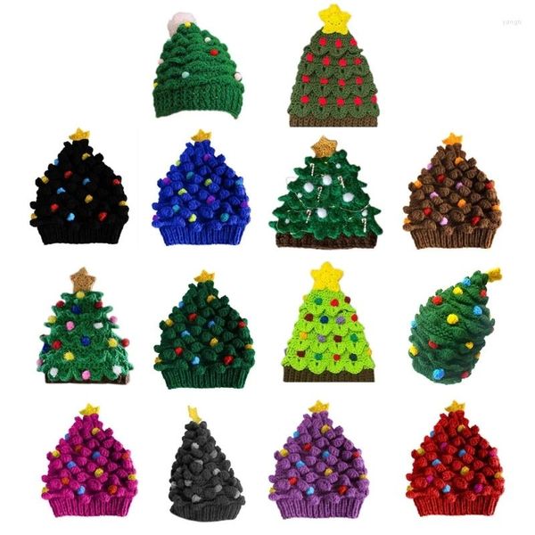 Berets Árvore de Natal Chapéu Tricotado Gorro de Crochê Decorações de Cabeça Doméstica