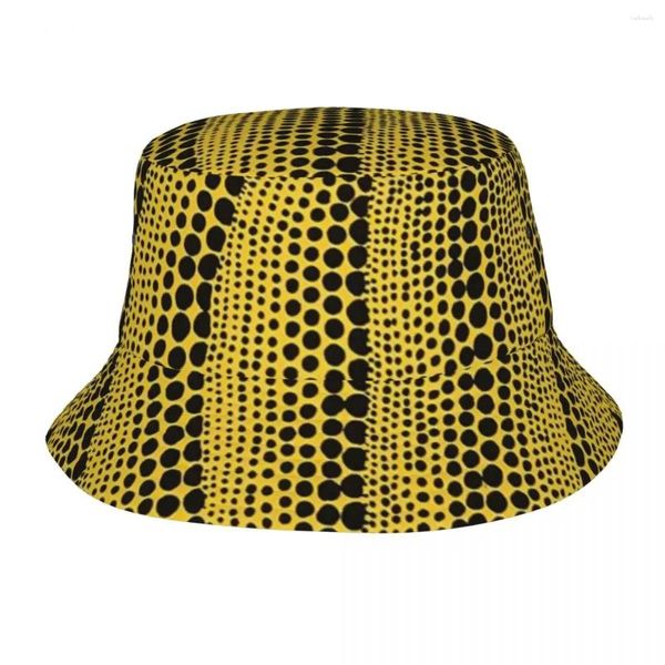 Berets Yayoi Kusama Tokyo 1998 Fischerhut für Unisex, abstrakte Punkte, Kunst, Kürbis, Outdoor-Reisen, faltbar, Bob-Angelhüte, Boonie