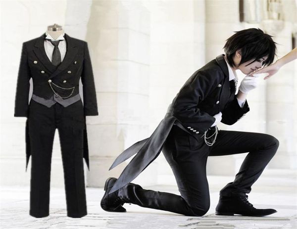 Novo anime preto mordomo kuroshitsuji sebastian michaelis cosplay traje uniforme roupa trajes de halloween para mulheres masculino carnaval 2724971