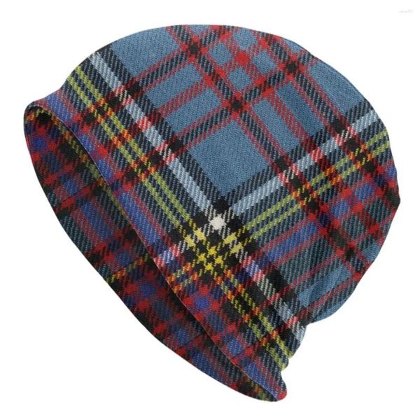 Berets Moderne Mode Tartan Plaid Motorhaube Hut Stricken Hüte Männer Frauen Unisex Erwachsene Geometrische Gingham Winter Warme Mützen Kappe