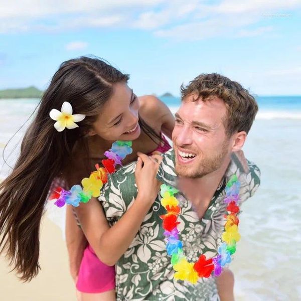 Flores decorativas 36 peças flor artificial guirlanda havaiana colar fantasia vestido festa havaí praia casamento decoração de aniversário