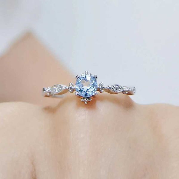 Ringas de banda anenjery cor prata cor azul zircão aberto rFor Women Beautiful Requintado coreano Hot-Selljewelry FIRNE