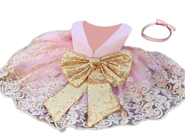 Girl039s платья для маленьких девочек платье-пачка принцессы платья с бантом и блестками платья на первый день рождения, свадьба, румянец, розовый7164865