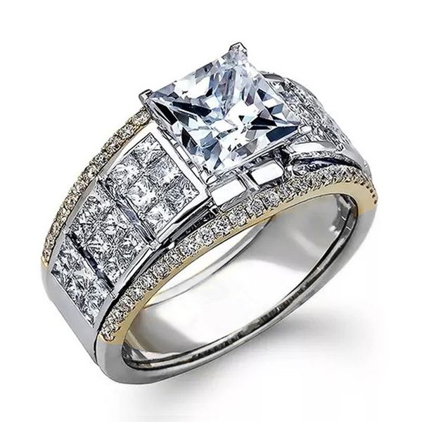 Choucong 2024 anéis de casamento 925 prata esterlina preenchimento de ouro jóias de luxo princesa corte branco 5a zircão cz diamante pedras preciosas promessa feminino anel de noiva presente