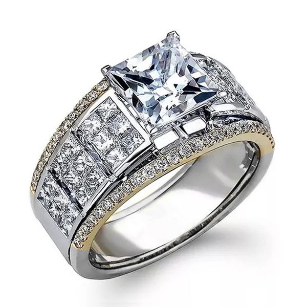 Choucong 2024 Eheringe 925 Sterling Silber Goldfüllung Luxusschmuck Prinzessinnenschliff Weiß 5A Zirkon CZ Diamant Edelsteine Versprechen Frauen Brautring Geschenk