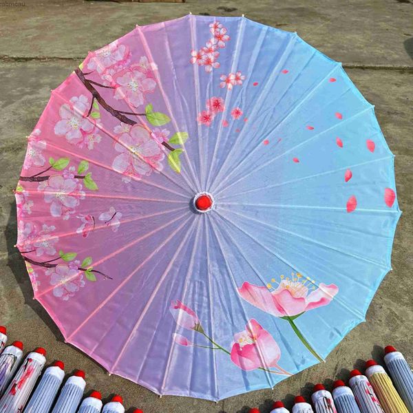 Ombrellas Gufeng Sun Beach Decorativo ombrello Shade Hanfu Tascia Petal