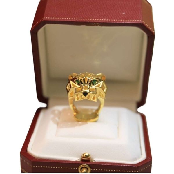 Anello da donna Carttier di alta qualità con anelli a scatola Nuovo anello con testa di leopardo cavo liscio Anello in argento 925 placcato in oro rosa con testa di leopardo grande