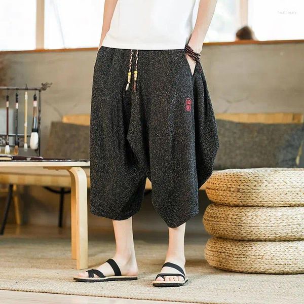Abbigliamento etnico 12 stili Pantaloncini kimono tradizionali giapponesi Pantaloni sportivi da strada da uomo asiatici Pantaloni Harem ricamati retrò Gamba larga