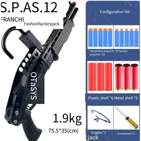 Guns giocattolo UDL SPAS-12 Soft Bullet Dart Blaster Blaster Rifle Sniper Shooting Model per adulti Games all'aperto Film Prop