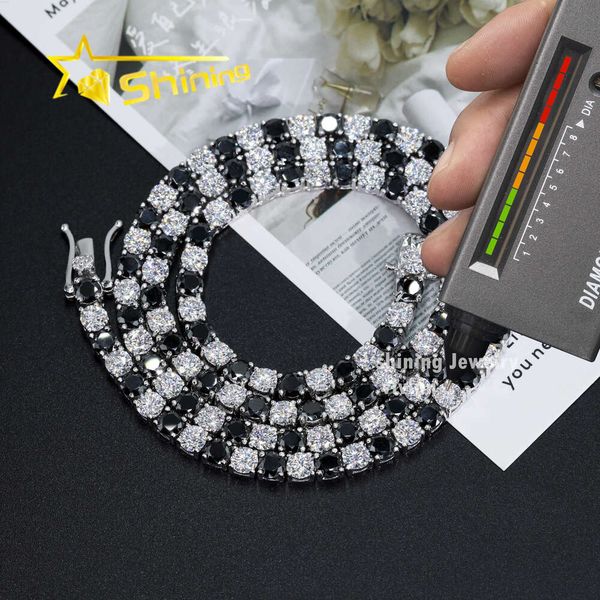 Preço de fábrica por atacado 2mm 3mm 4mm 5mm vvs 925 prata esterlina vvs branco e preto moissanite diamante pulseira de corrente de tênis