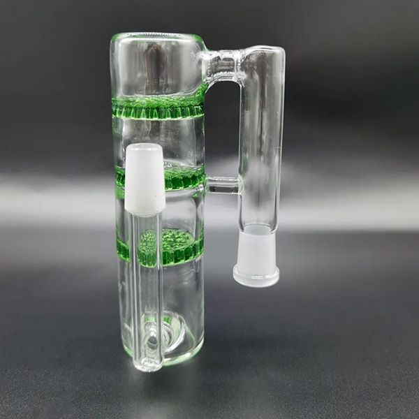 Coletor de cinzas de vidro para narguilé perc ashcatcher três camadas filtro reciclador de favo de mel 14mm 18mm articulação masculina feminina para shisha bongs dab acessórios para fumar