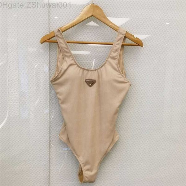 Metallabzeichen-Badeanzüge für Damen, Designer-Bodysuits, Bikini, sexy, rückenfrei, einteilige Badebekleidung, Sommerurlaub, Strandkleidung, 8AZX