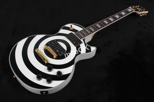 VENDITA CALDA Chitarra Zakk Wylde Bullseye Chitarra elettrica in stile bianco/nero