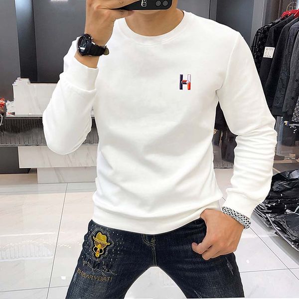 Maglione girocollo di lusso da uomo Breve lettera H ricamo Moda Pullover Peluche T-shirt fondo casual Abbigliamento