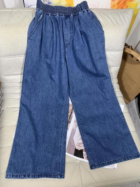 Pantaloni da donna pieghettati jeans larghi tessuto versione comoda tipo moda casual 2024 autunno 0320