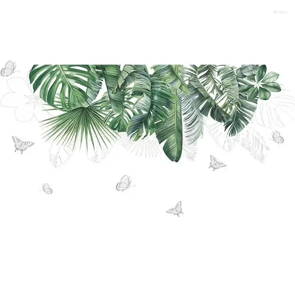 Adesivos de parede porta diy praia tropical palmeira folhas arte mural moderno decalque papel de parede quarto decoração casa cartaz