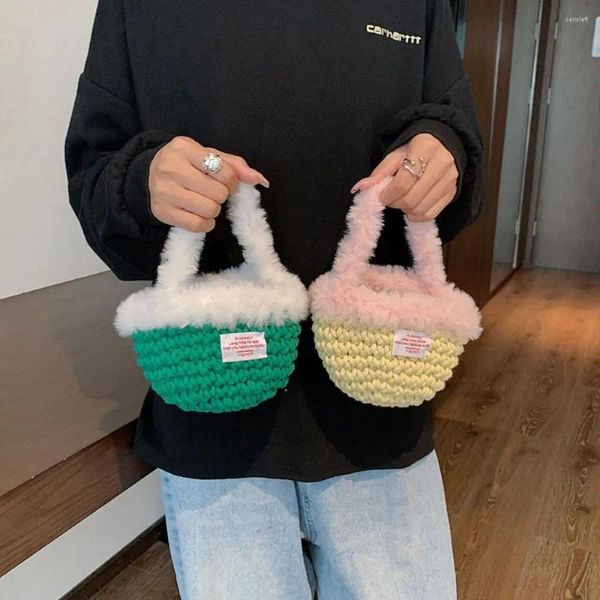 Borse per cosmetici Borsa in peluche intrecciata a mano Lavaggio da viaggio Moda Conservazione portatile per rossetto Dolce e carino Portafoglio Organizzatore Studente