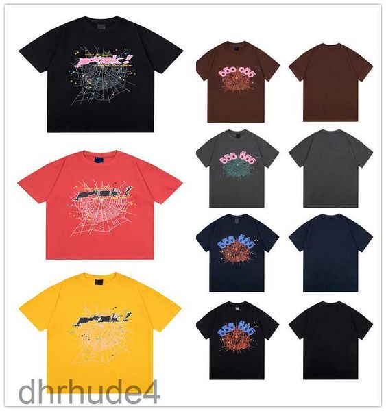 Tasarımcı Erkekler T-Shirt Mektup Çerçevesi Baskı Moda Siyah Pembe Bayanlar 555 Yüksek Kaliteli Örümcek Günlük Temel Gevşek% 100 Pamuk S-XL KSCN 8R54