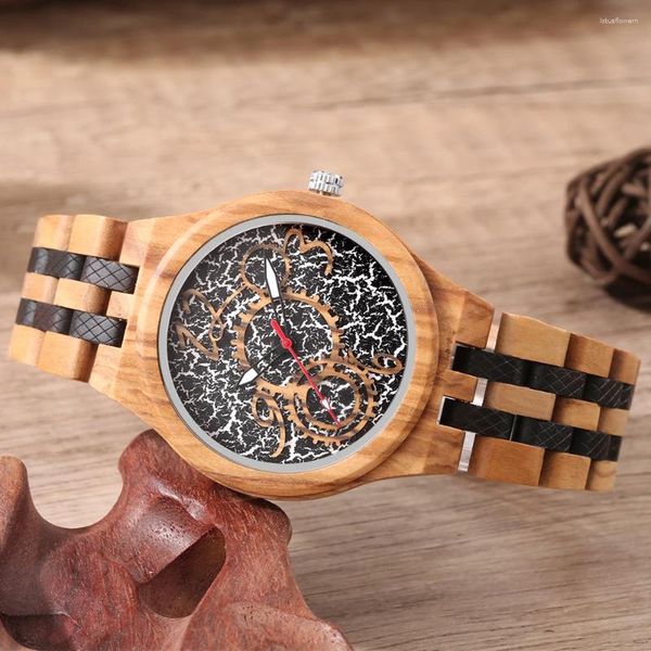 Armbanduhren Top Luxus Holz Quarz Armbanduhr 2024 Uhr für Männer Olivenholz Ebenholz Uhren Uhr Freund Ehemann Geschenk