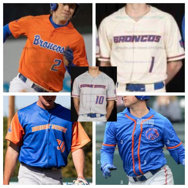 Benutzerdefiniertes Boise State Baseball-Trikot, alle genäht, Herren-Damen-Trikots, Chase Adkison 18 Jayce Bailey 27 Ike Buxton 11 Dawson Day 29 Reagan Doss 2 Matthew Farman