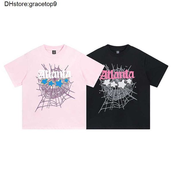 Yq61 Spider Web Herren T-Shirt Designer Sp5der Damen T-Shirts Mode 55555 Kurzarm Hip Hop Sänger Young Thug Same Foam Letter Couple Pink Tee