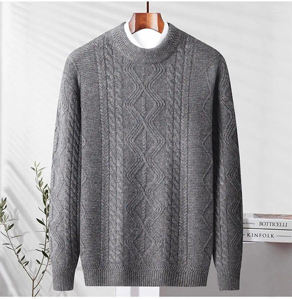 Maglioni da uomo Naizaiga 100 Lana O-Collo Addensato Manica lunga Beige Grigio Inverno 510g Maglione pullover da donna YC12