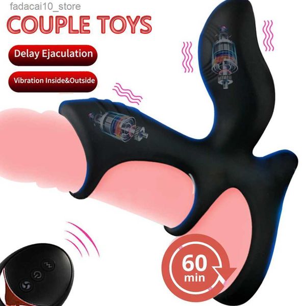 Outros itens de beleza de saúde Vibrando Penis Ring Casal Vibrador Clitóris Estimulação para Homens 10 Modos G-Spot Massage Adulto Controle Remoto Q240119