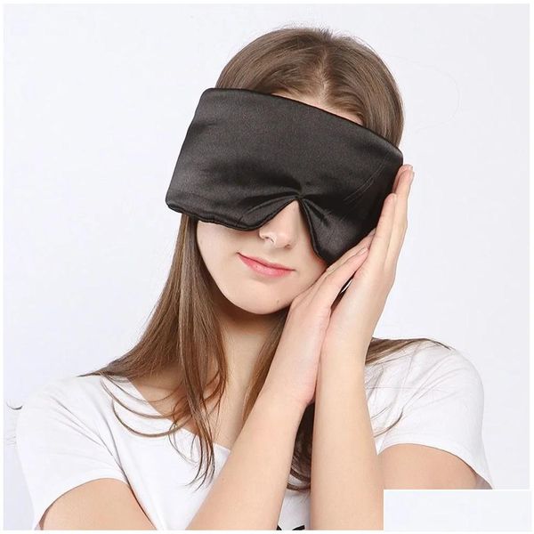 Fornecimento de cuidados de ouvido 100% Mberry Silk Slee Máscara Grande Olho Er Face Sono Soft Patch Blackout Blindfold Eyeshade Aid Bandage Drop Delivery He Dhn0E