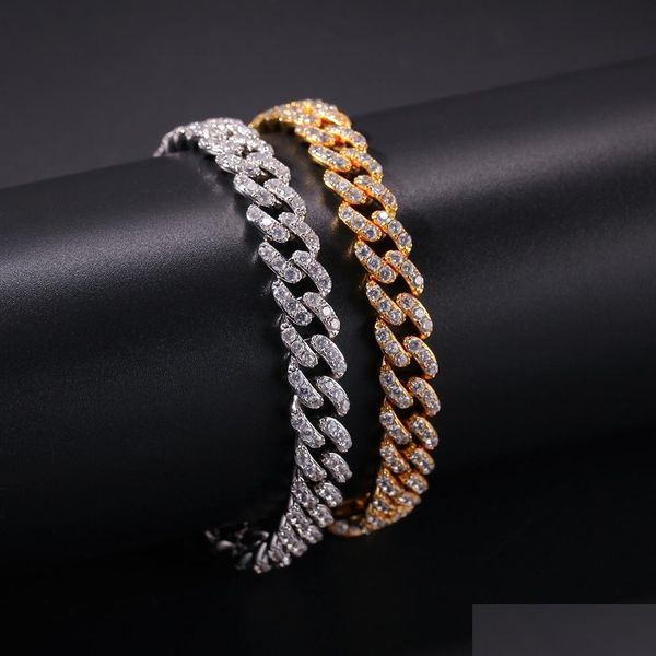 Tennis, Laureato come diamante da uomo Hip Hop Iced Out Tennis Collana a catena Bracciale da polso Lusso Rame Placcatura in oro 18 carati Donna Dhmgb cubano