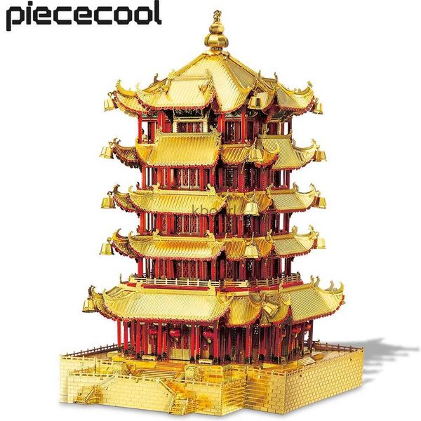 Strumenti artigianali Piececool Puzzle 3D in metallo Kit di costruzione di modelli a torre con gru gialla per rompicapo per adulti Migliori regali YQ240119