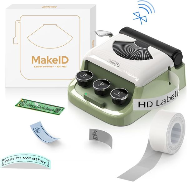 Машина для изготовления этикеток Makeid Q1 с лентой HD (300 точек на дюйм), печать в один клик, устройства для изготовления этикеток Bluetooth для домашнего офиса, совместимые с iOS Android