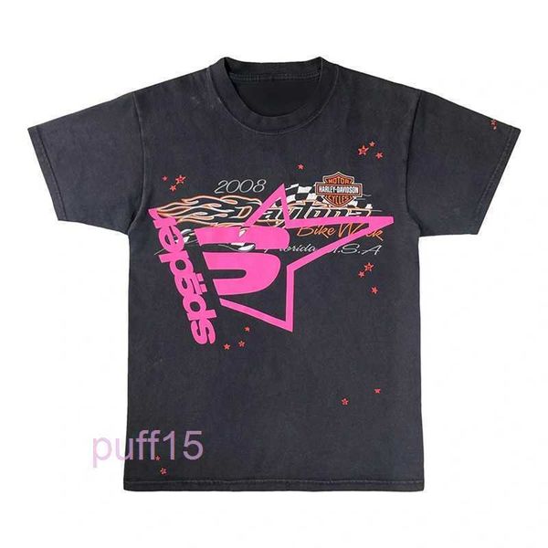 Для мужчин и женщин 1 футболка лучшего качества с вспенивающимся принтом и веб-узором, модные футболки, розовые футболки Young Thug 555555, футболка2nan QKQ9