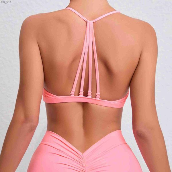 Yoga Outfits Half Cup Sport-BH für Frauen Yoga Kleidung Lycra Gym Workout Top Deportivo Bralette Mujer Büstenhalter Sport Femme Marine rosa WeißH24119