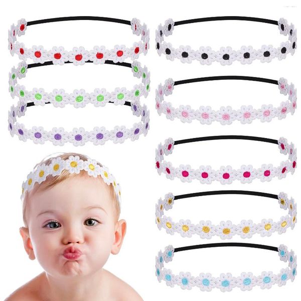 Haarschmuck 10 Stück Baby Mädchen elastische Spitze Stirnband Haarband Kinder Gänseblümchen bestickte Blume