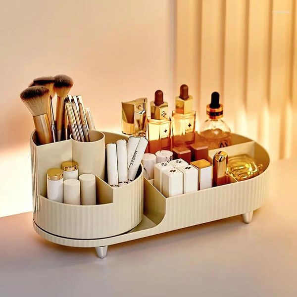 Scatole portaoggetti Scatola portaoggetti Organizer Penna Trucco cosmetico Rotante in plastica acrilica Organizzazione del bagno