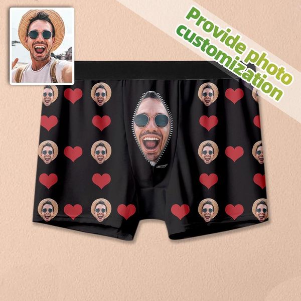 Leggings modello senza cuciture stampa 3d personalizzata regalo fotografico intimo uomo morbido immagine pantaloni boxer da uomo mutande comode e traspiranti personalizza