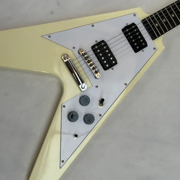 V guitarra elétrica cor amarela Gsn marca branco pickguard navio livre