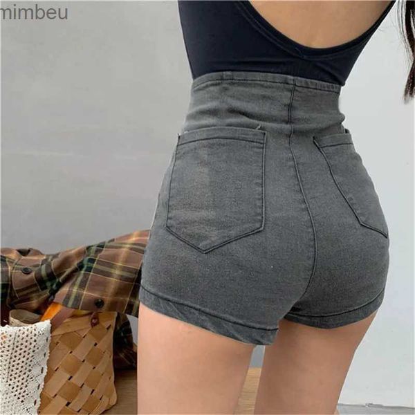 Kadın Şortları Seksi Kalça Asansör Skinny Jean Şort Kadın Yaz Yüksek Bel Denim Kadın Moda Yeni Kore Sokak Giyim Sıcak Pantolon JJ-028L240119