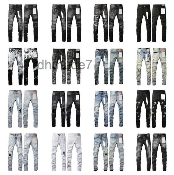 Jeans roxo designer masculino jean ksubi rasgado marca de rua alta remendo buraco denim em linha reta moda streetwear silm t4cl