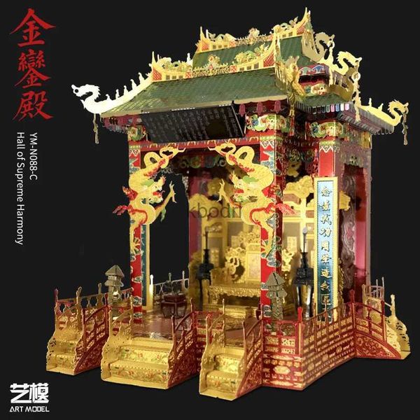 Ferramentas de artesanato MU 3D Metal Puzzle Arquitetura chinesa Hall Of Supreme Harmony Model Kits DIY 3D Montar Jigsaw Toys presente para crianças YQ240119