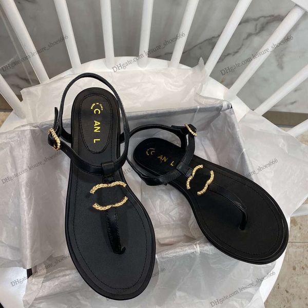 Designer francês Mulheres Chinelos Clip Toe Sandálias Planas Verão T Amarrado Senhoras Sapatos Praia Mulher Casual Canal de Luxo Flip Flops Moda Feminina Calçado de Couro AA