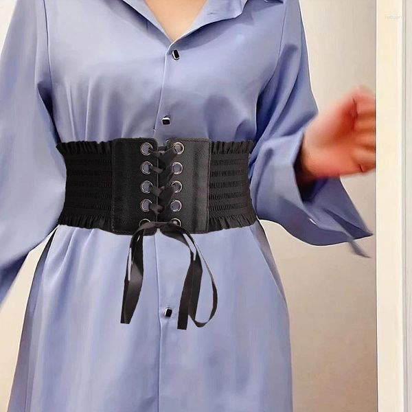 Cinture in pizzo intrecciato a forma di elastico con cinturino alla moda con cinturino abbinato peplo nero