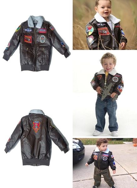 Neuer Herbst und Winter verdicktes Fleece n Air Force Boy Pilot Lederjacke Jungen und Mädchen Baseballuniform Trend