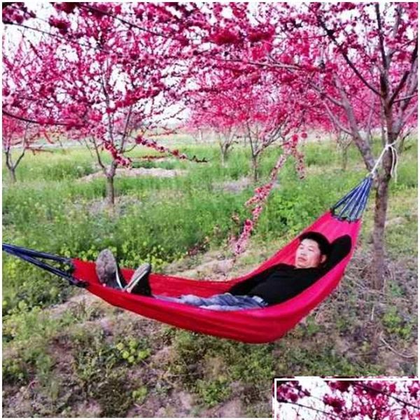 Hängematten Outdoor Folding Stärken Hängematte Cam Freizeit Pause 190x130 cm Kühles Seidentuch Hängendes Bett Tragbare Slee Swing Vt1434 Drop D Dhm1D