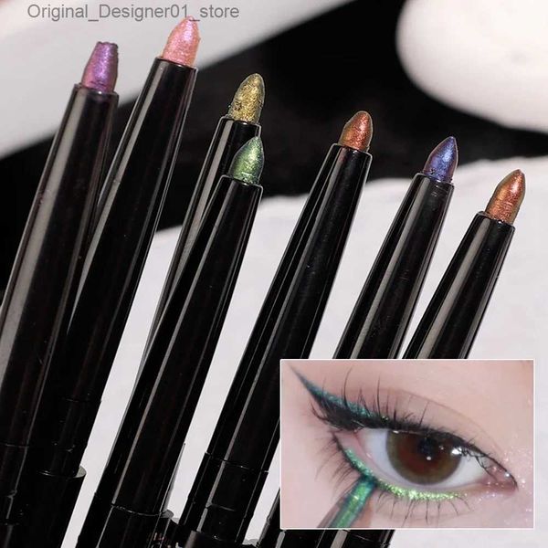 Eyeliner Glitter Metálico Sombra À Prova D 'Água Brilhante Cromo Delineador Lápis Pérola Verde Ouro Roxo Deitado Silkworm Pen Maquiagem Cosméticos Q240119